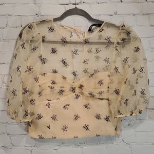 Zara Organza sheer floral top